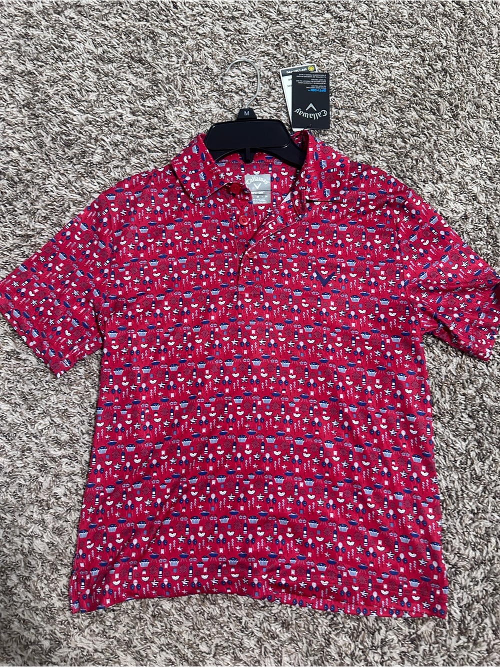 Callaway boys Red Patterned Polo Shirt